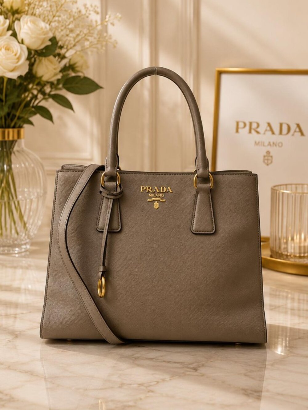 Authentic Prada Galleria Saffiano Lux Tote Bag Leather Shoulder Bag